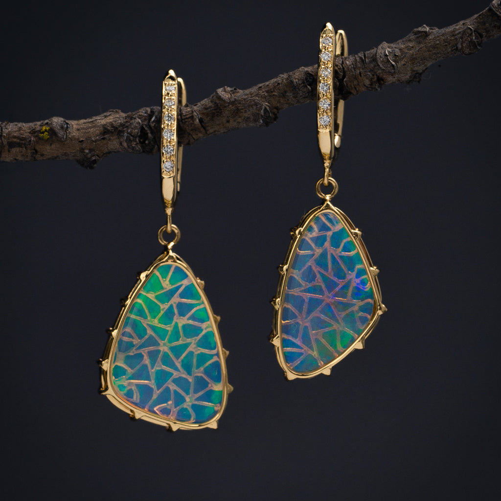 Australian crystal opal earrings II