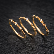 Load image into Gallery viewer, Gold Whisper — Dawn Ring (3 Diamonds)