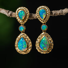 Load image into Gallery viewer, Gold Vein Australian Opal Earrings (pear shape) Detachable
