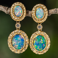 Load image into Gallery viewer, Gold Vein Australian Opal Earrings (oval shape) Detachable