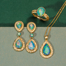 Load image into Gallery viewer, Gold Vein Australian Opal Earrings (pear shape) Detachable