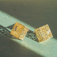 Load image into Gallery viewer, Product title Box earrings with diamonds