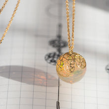 Load image into Gallery viewer, Round opal necklace with gold petals-large