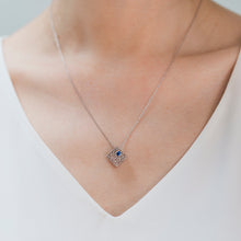 Load image into Gallery viewer, Platinum Box Pendant with Blue Sapphire