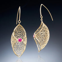 Load image into Gallery viewer, Petal Earrings with Ruby
