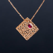 Load image into Gallery viewer, Rose Gold Box Pendant with Ruby