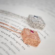 Load image into Gallery viewer, Rose Gold Box Pendant with Ruby