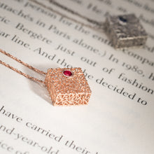 Load image into Gallery viewer, Rose Gold Box Pendant with Ruby
