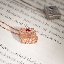 Load image into Gallery viewer, Rose Gold Box Pendant with Ruby