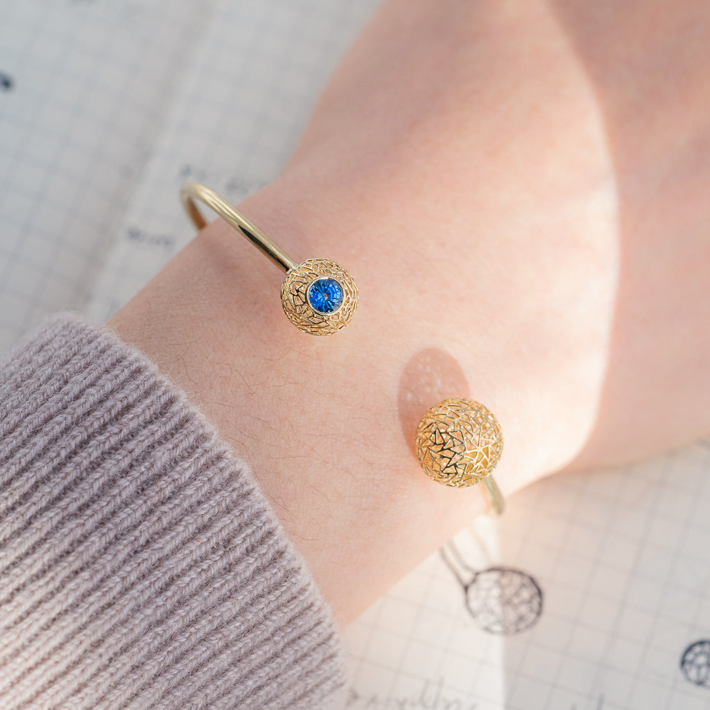 Gold Cuff with Sapphire