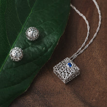 Load image into Gallery viewer, Platinum Box Pendant with Blue Sapphire