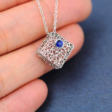 Load image into Gallery viewer, Platinum Box Pendant with Blue Sapphire