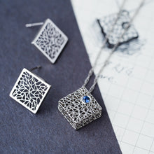 Load image into Gallery viewer, Platinum Box Pendant with Blue Sapphire