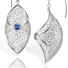 Load image into Gallery viewer, Petal Earrings - Platinum with sapphire

