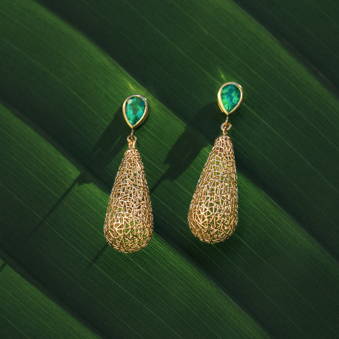 Raindrop Earrings with Emeralds