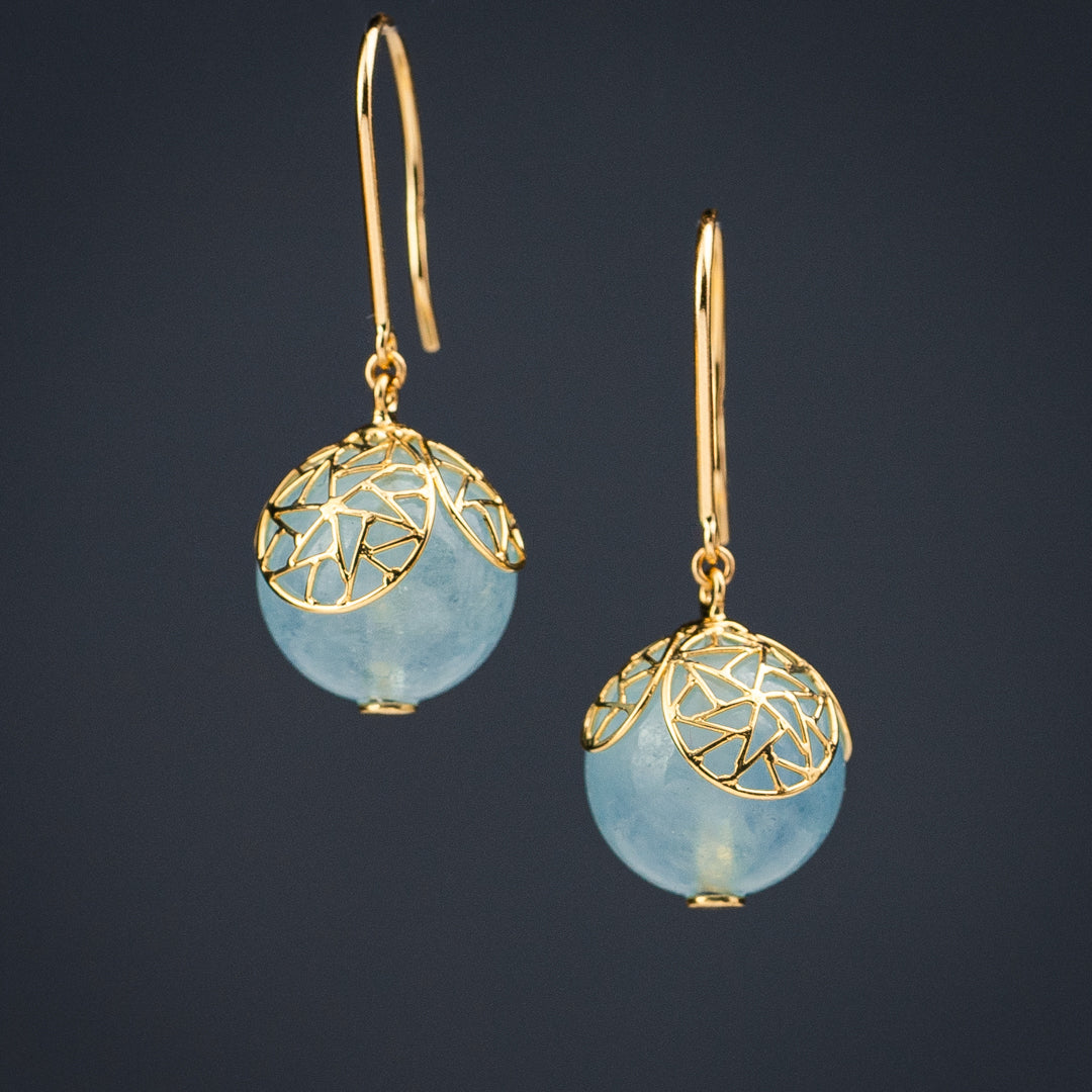 Aquamarine petal earrings