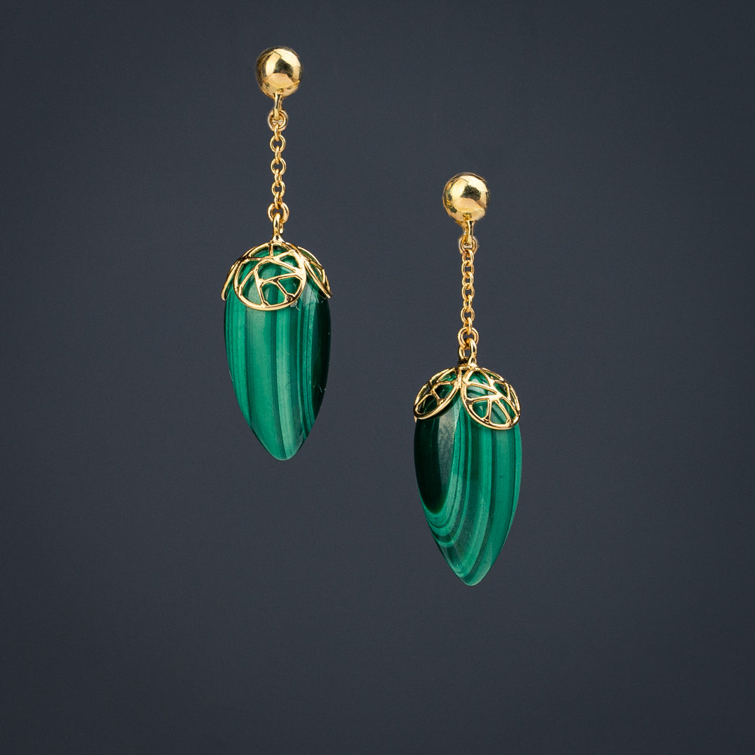 Green raindrops earrings