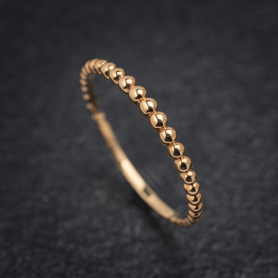 Gold Whisper — Mini Ball Ring (No Diamonds)