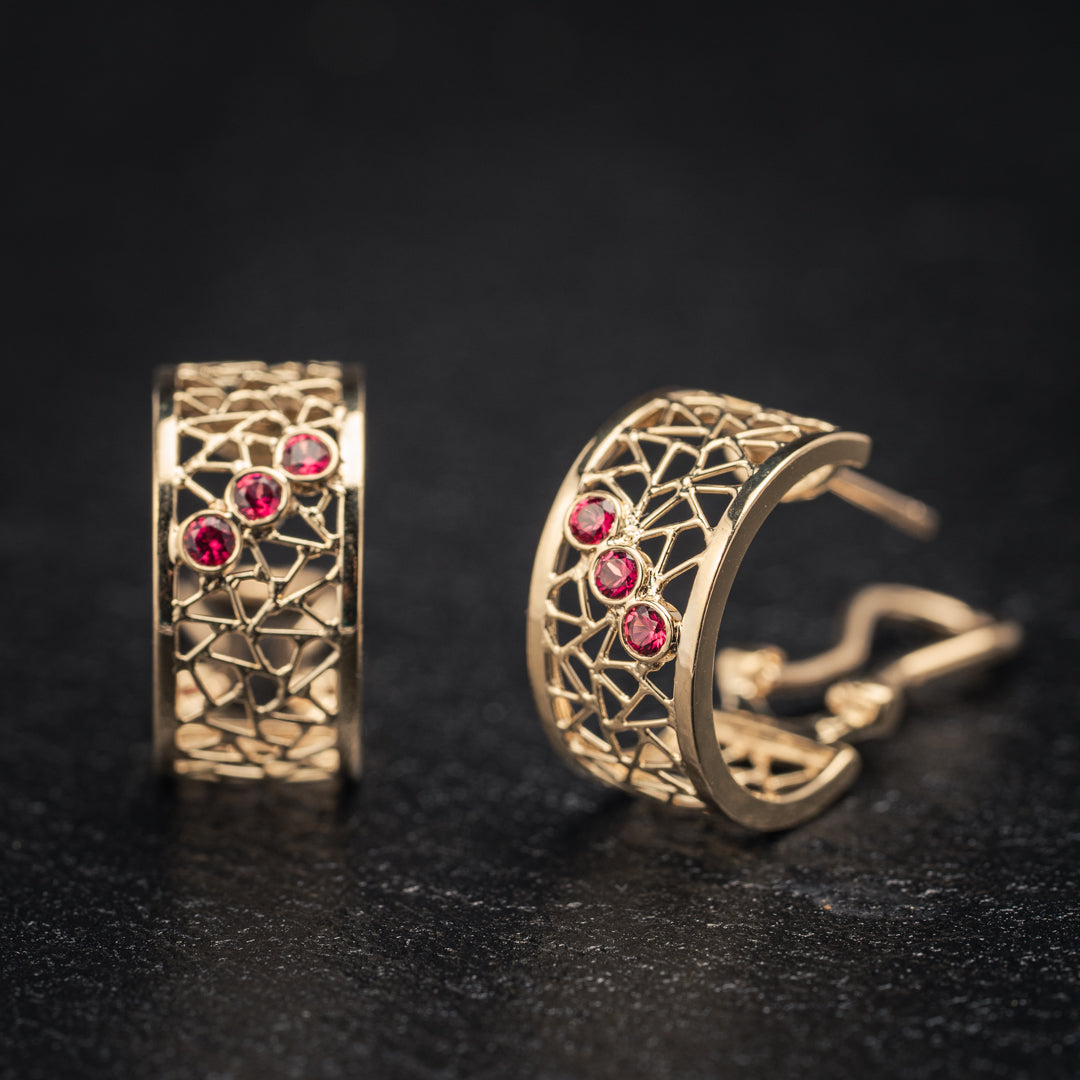 Signature Wire Hoops-red spinels