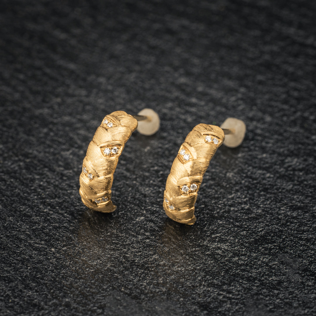 Golden Veins - Diamond Earring-Small