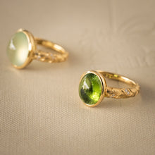 Load image into Gallery viewer, Gold Vein — Verdant Oasis Tourmaline Bezel Ring
