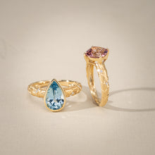 Load image into Gallery viewer, Gold Vein — Ethereal Pear Aquamarine Ring
