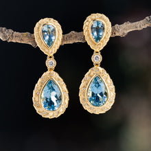 Load image into Gallery viewer, Gold Vein — Grand Cascade Aquamarine Statement Drops
