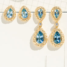 Load image into Gallery viewer, Gold Vein — Grand Cascade Aquamarine Statement Drops
