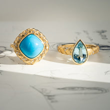 Load image into Gallery viewer, Gold Vein — Sleeping Beauty Turquoise Statement Ring
