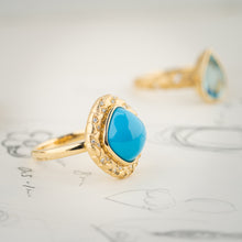 Load image into Gallery viewer, Gold Vein — Sleeping Beauty Turquoise Statement Ring
