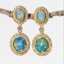Load image into Gallery viewer, Gold Vein Australian Opal Earrings (oval shape) Detachable
