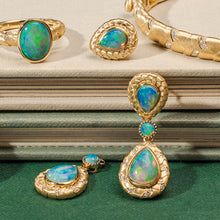 Load image into Gallery viewer, Gold Vein Australian Opal Earrings (pear shape) Detachable

