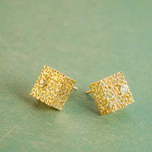 Load image into Gallery viewer, Product title Box earrings with diamonds
