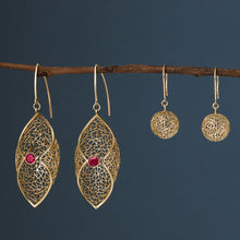 Load image into Gallery viewer, Petal Earrings with Ruby
