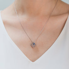 Load image into Gallery viewer, Platinum Box Pendant with Sapphire
