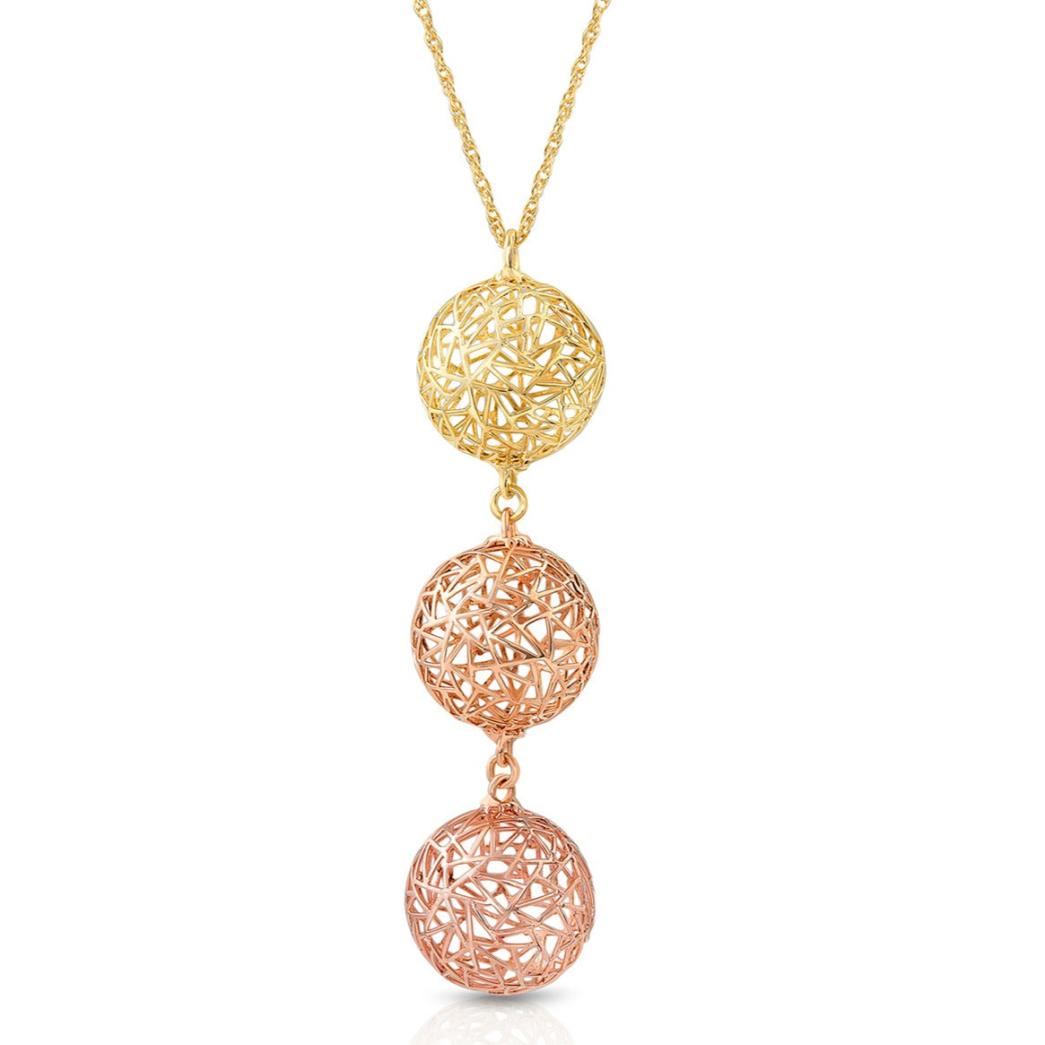 Three Gold Colors Bubble Necklace