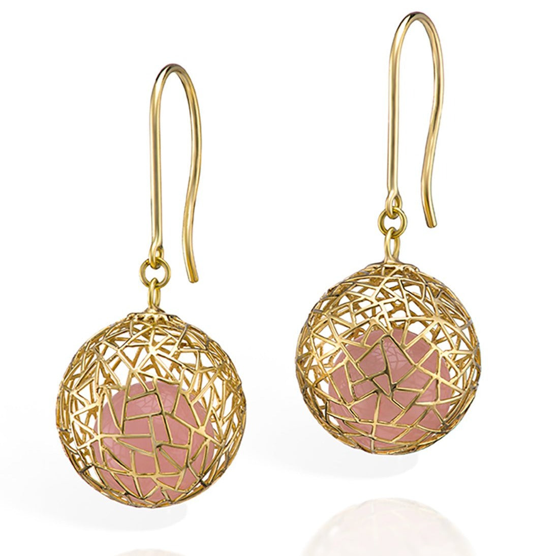 Gold Earrings with Rose Quartz