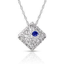Load image into Gallery viewer, Platinum Box Pendant with Sapphire
