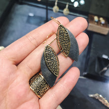 Load image into Gallery viewer, Two Tone Leaf Earrings

