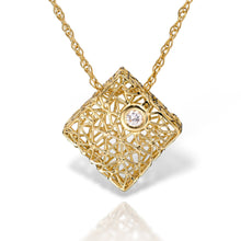 Load image into Gallery viewer, Gold box pendant with diamond
